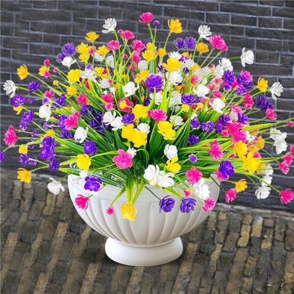 Artificial Flowers 20 Bundles Outdoor UV Resistant Plants Porch Garden Decor - Picture 6 of 7